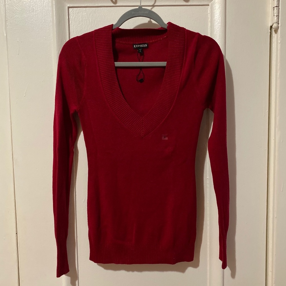 ❌SOLD❌Express V-neck Deep Red Sweater Size S